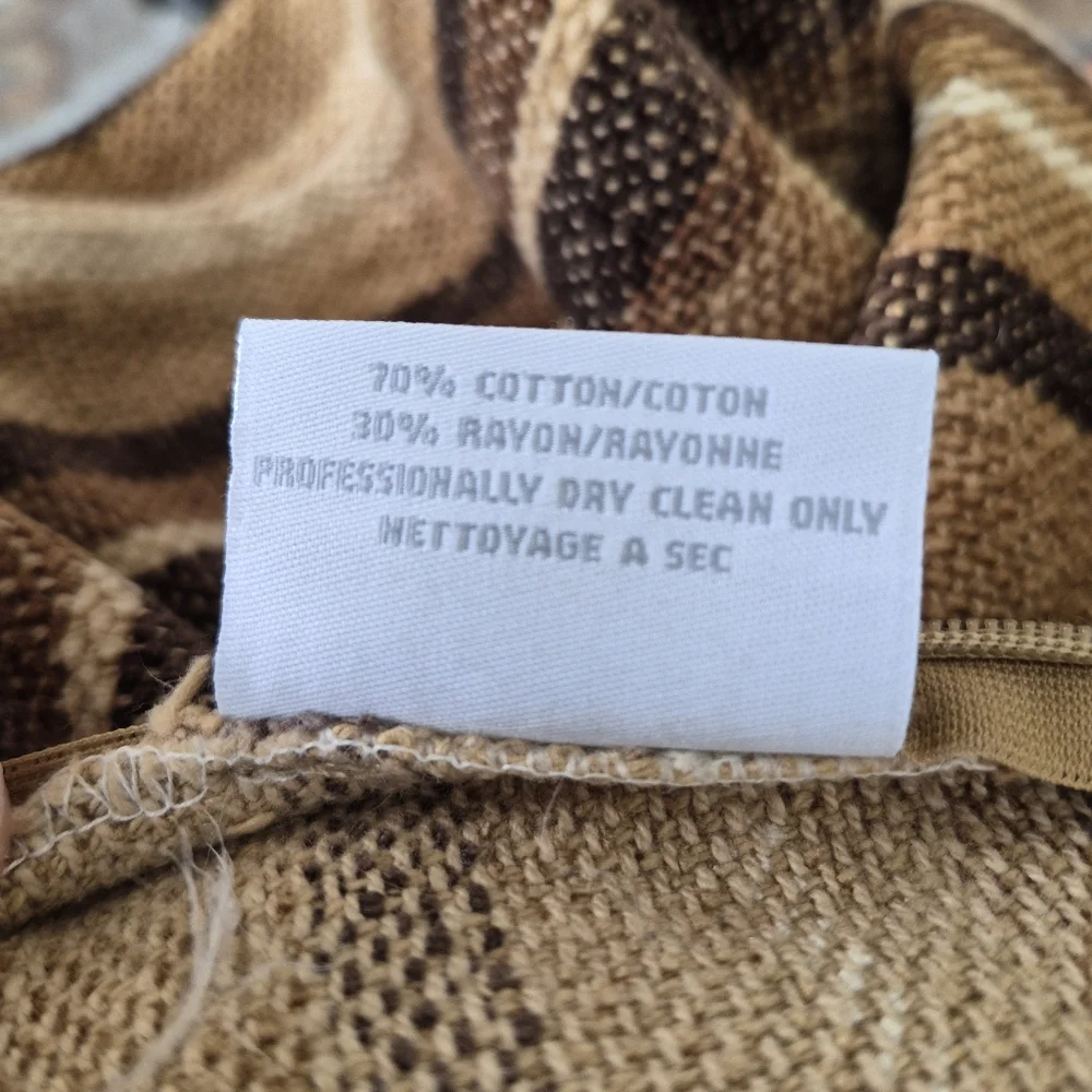 Restoration Hardware Striped Caramel Chocolqte Brown Pillow Cover